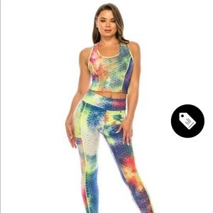 Tik tok Tie dye leggings set rare with pockets!!❤️